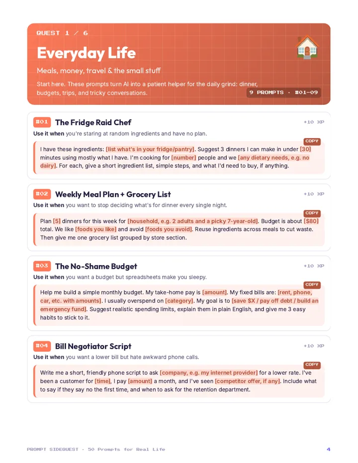 Free 50-prompt pack page 4
